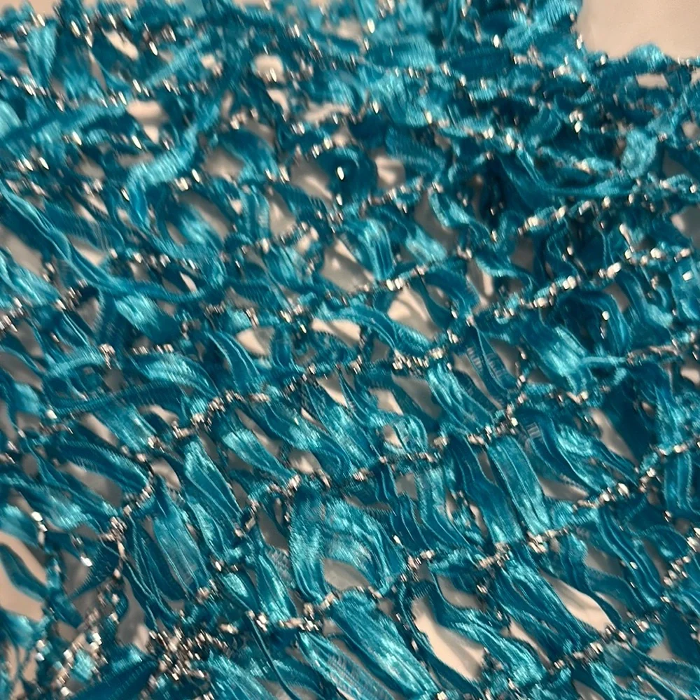 NWT Elegant Blue & Silver Women's Fringe Scarf 🧣